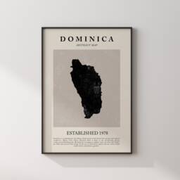 Dominica Map Vintage Abstract Wall Art Print Picasso + Matisse Inspired Travel Poster - thumbnail 2