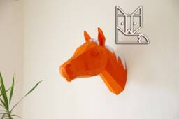 Horse Trophy, Papercraft Template, 3D Puzzle, Diy Horse, Paper Horse - thumbnail 1