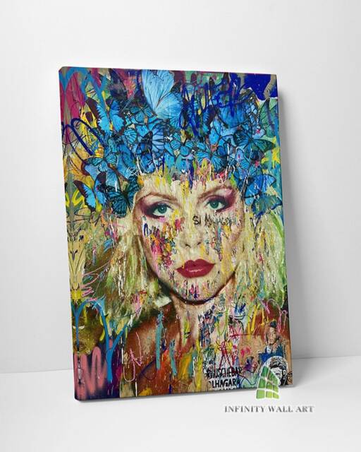 Debbie Blue Butterflies Harry Graffiti Canvas Art Wall Print Picture Banksy Style Framed Home Decor -D131 - image 1