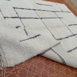 Handmade White Beni Ourain Rug Moroccan Lamb Wool Berber Rug - 5.3 X 7.8 Ft - thumbnail 2