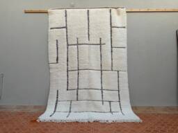 Handmade White Beni Ourain Rug Moroccan Lamb Wool Berber Rug - 5.3 X 7.8 Ft - thumbnail 1