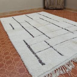 Handmade White Beni Ourain Rug Moroccan Lamb Wool Berber Rug - 5.3 X 7.8 Ft - thumbnail 3
