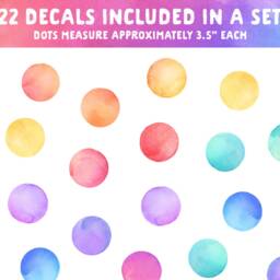 Watercolor Rainbow Polka Dot Decals - Removable, Reusable Wall Stickers Nursery Decor, Kids Room Art - thumbnail 2