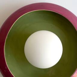 Handmade Ceramic Wall Sconce Dark Pink & Green Bedside Lamp - Us Shipping Includes All Taxes - thumbnail 2