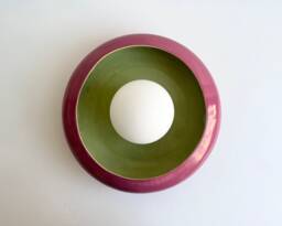Handmade Ceramic Wall Sconce Dark Pink & Green Bedside Lamp - Us Shipping Includes All Taxes