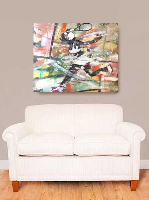The Tennis Match, African American Art, Canvas Wall Art, Home Decor Gift, Abstract Large Gift For Her - image 1