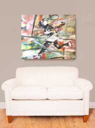 The Tennis Match, African American Art, Canvas Wall Art, Home Decor Gift, Abstract Large Gift For Her - thumbnail 1