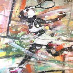 The Tennis Match, African American Art, Canvas Wall Art, Home Decor Gift, Abstract Large Gift For Her - thumbnail 2