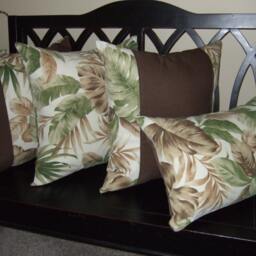 Tropical Hawaiian Leaves Indoor/Outdoor Canvas Pillow Covers & Inserts, Green, Chocolate, Brown, Off White With Zippers - Free Shipping - thumbnail 4
