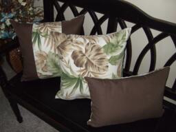 Tropical Hawaiian Leaves Indoor/Outdoor Canvas Pillow Covers & Inserts, Green, Chocolate, Brown, Off White With Zippers - Free Shipping - thumbnail 1