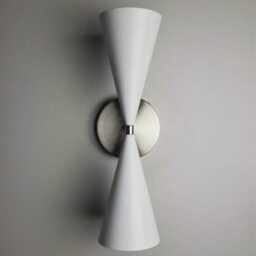 Mid-Century Modern Brass Wall Sconce - Red Enamel Double Cone Light - thumbnail 3