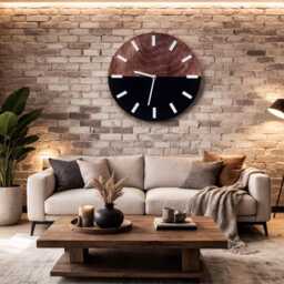 Modern Wooden Wall Clock in Scandinavian Living Room Interior - thumbnail 2