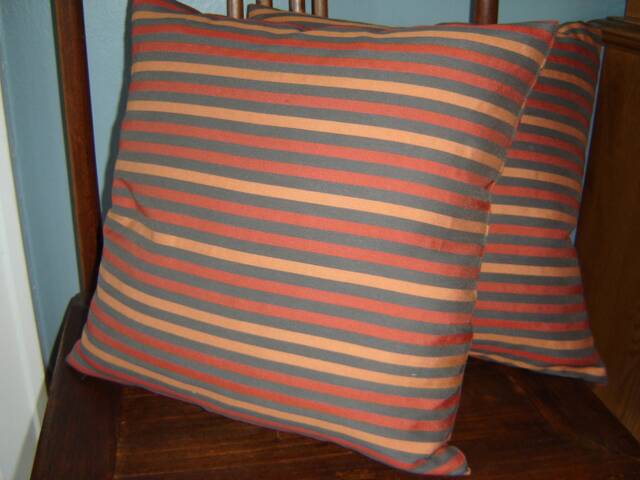 Russet, Graphite, & Gold Striped Pillow Cover 18 Inches - image 1
