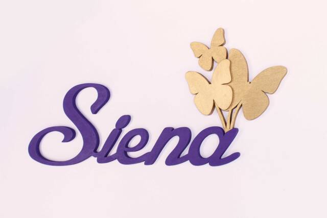 Custom Kid's Name Sign, 3D Gold Butterflies, Wooden Wall Decor - image 1