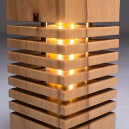 Handmade Beech Wooden Led Table Lamp Natural Wood Grain Design - thumbnail 2