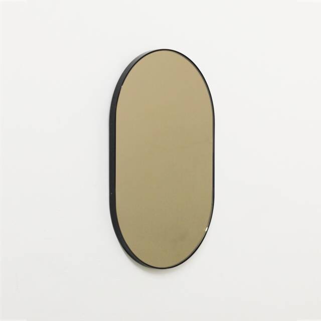 Capsula??? Capsule Shape Bronze Tinted Contemporary Mirror With Black Frame - image 1