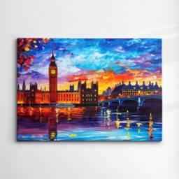 London Bridge Abstract Oil Painting Paint Colourful UK Big Ben Wall Art Framed Canvas Poster Print Home/Office Room Decor Gifts - thumbnail 3