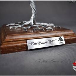 Wire Bonsai Tree Silver Meditation Decor On Wood Base - thumbnail 3
