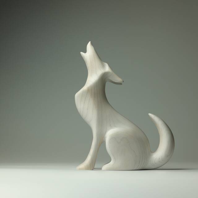 Wooden Wolf Sculpture - 16 - image 1