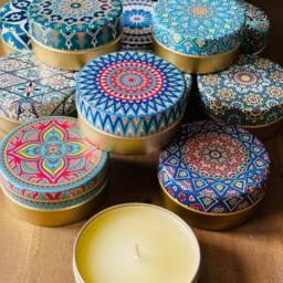 Candles - Scented Candles- Gift in Decorative Box, Mediterranean Patterns , Housewarming Gift, Wedding Meditation, For Her - thumbnail 2