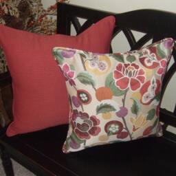Floral Or Solid Throw Pillow Covers & Inserts in Rose, Red, Green, Purple, Brown, Beige, Gold, Yellow - Welt Cord & Zippers - thumbnail 2