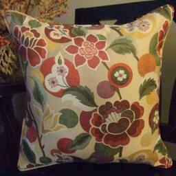 Floral Or Solid Throw Pillow Covers & Inserts in Rose, Red, Green, Purple, Brown, Beige, Gold, Yellow - Welt Cord & Zippers - thumbnail 3