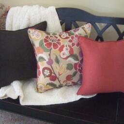 Floral Or Solid Throw Pillow Covers & Inserts in Rose, Red, Green, Purple, Brown, Beige, Gold, Yellow - Welt Cord & Zippers - thumbnail 4