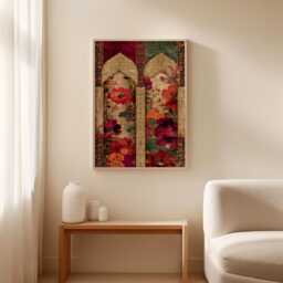 Persian Floral Arch Poster, Ornate Tapestry-style Art Print - thumbnail 3