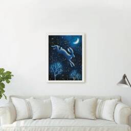 A2 A3 A4 A5 Original Art Print - Spiritual Earth Art Moon Night Hare Dreamy Woodland Hare - thumbnail 4