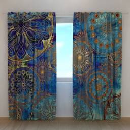 Custom Blackout Window Curtains Gold Ornament Mandala Print - thumbnail 2