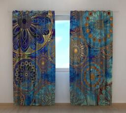 Custom Blackout Window Curtains Gold Ornament Mandala Print