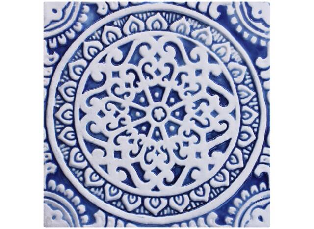Blue Mandala Tile Coastal Outdoor Wall Art - 20cm/7.9 - image 1