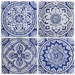 Blue Mandala Tile Coastal Outdoor Wall Art - 20cm/7.9 - thumbnail 3