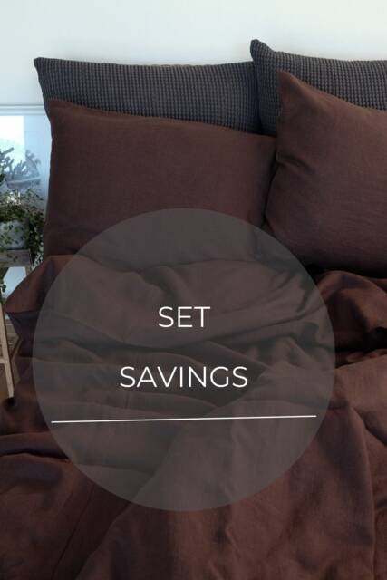 Dark Chocolate Brown Linen Bedding Set Duvet Cover & Pillowcases - image 1