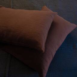 Dark Chocolate Brown Linen Bedding Set Duvet Cover & Pillowcases - thumbnail 4