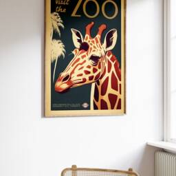 Vintage London Zoo Poster, Giraffe, Retro Print, Historical Museum Wall Art, Animal Art Gift, A1/A2/A3/A4 - thumbnail 2