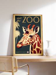 Vintage London Zoo Poster, Giraffe, Retro Print, Historical Museum Wall Art, Animal Art Gift, A1/A2/A3/A4 - thumbnail 1
