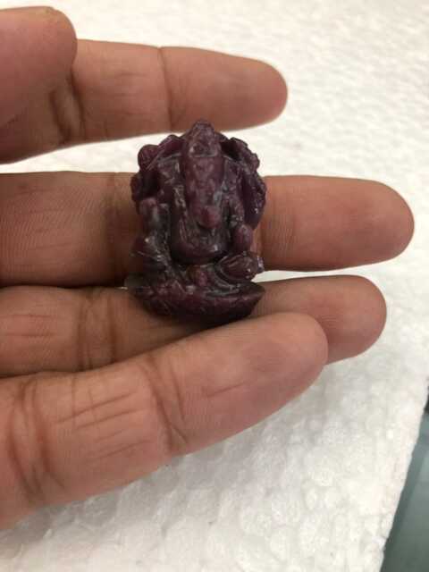 Ruby Ganesha Statue, Small Gemstone Idol - image 1