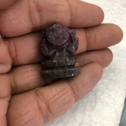 Ruby Ganesha Statue, Small Gemstone Idol - thumbnail 2
