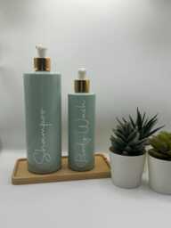 Personalised Sage Green Soap Dispenser Bottle With White/Gold Pump 250Ml & 500Ml