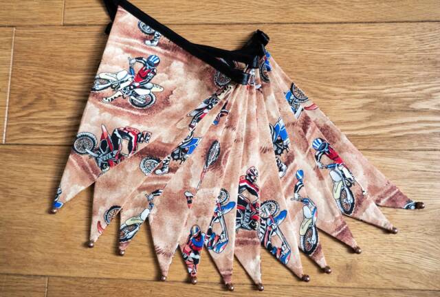 Motorcross/Speedway Motorbike Fabric Bunting - Double-Sided 12 Flags 3 Metres - image 1