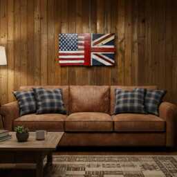 Dual Usa British Hybrid Wood Flag Wall Hanging - thumbnail 2