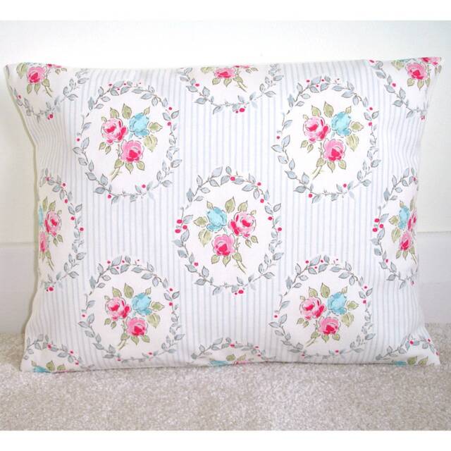 Oblong Bolster Pillow Cover Floral Stripe Pink Blue Roses Throw Grey Cushion Sham Slip Case Pillowcase 12x16 12x20 16x24 - image 1