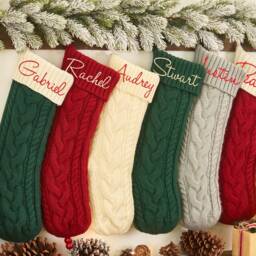 Embroidered Knit Stockings, Personalized Christmas Stocking, Family Gifts, Monogram Holiday Xmas Tree Decor - thumbnail 3