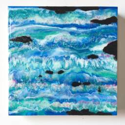 12 X Opalescent River Painting, Resin Art On Gesso Panel - thumbnail 3