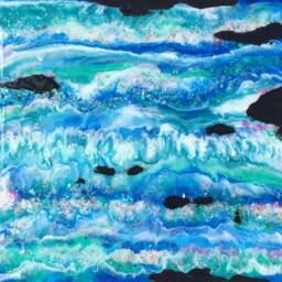 12 X Opalescent River Painting, Resin Art On Gesso Panel - thumbnail 2