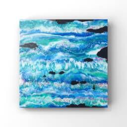 12 X Opalescent River Painting, Resin Art On Gesso Panel - thumbnail 1