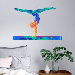 Gymnastic Watercolour Wall Sticker - Gymnastics Stickers Gift- Acrobat Decals Decal Thevinylcreations - thumbnail 3
