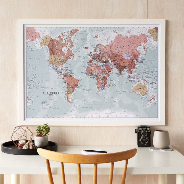 Wall Map Art World Executive - Home Decor, Bedroom, Push Pin Map, World Gift For Him, Her, Living Room, Free Shipping - image 1