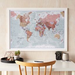 Wall Map Art World Executive - Home Decor, Bedroom, Push Pin Map, World Gift For Him, Her, Living Room, Free Shipping - thumbnail 1